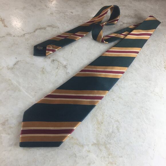 HENRY JACOBSON SILK BLEND REGIMENT STRIPE NECKTIE - Picture 2 of 15